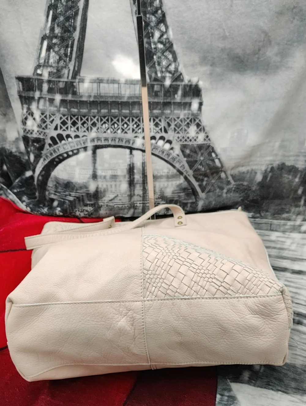 Large Leather Tote Cream